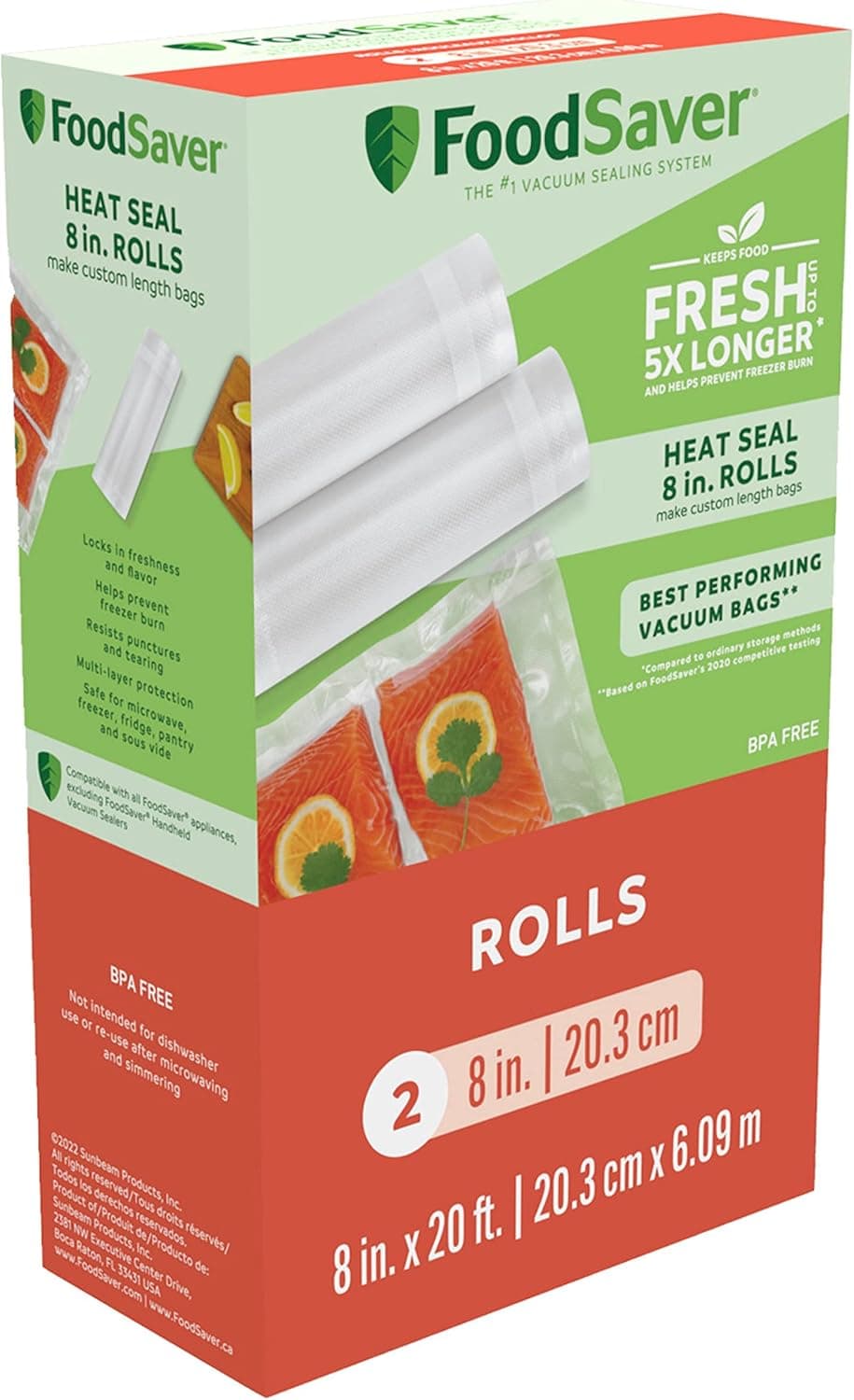 FoodSaver® 8" x 15' Vacuum Seal Roll, 2 Pack